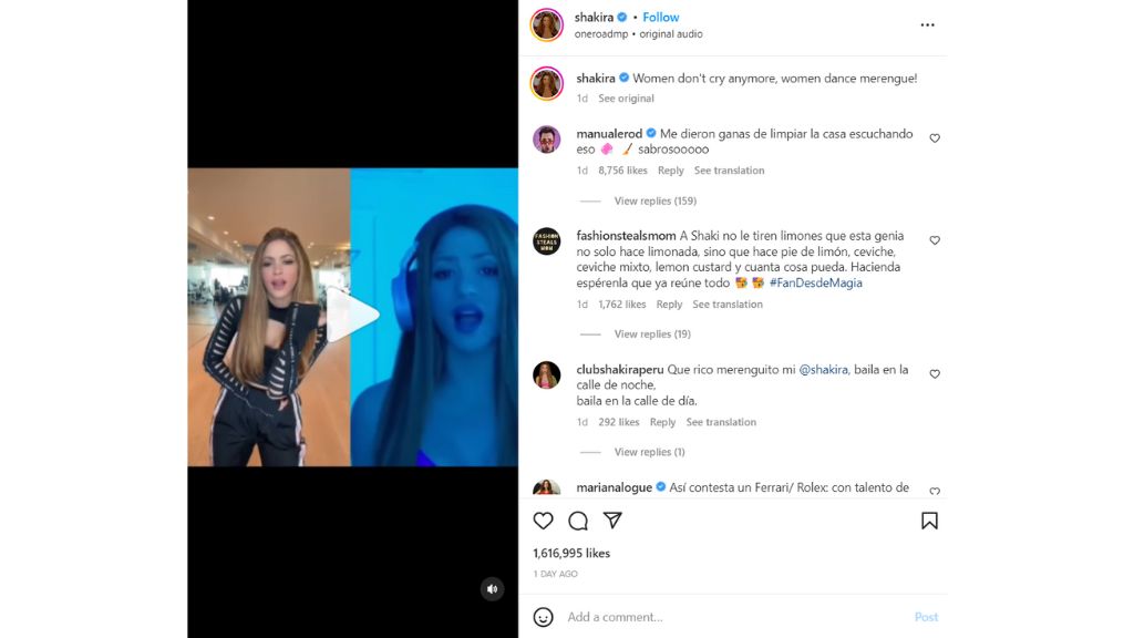 Shakira uploaded a new post on Instagram