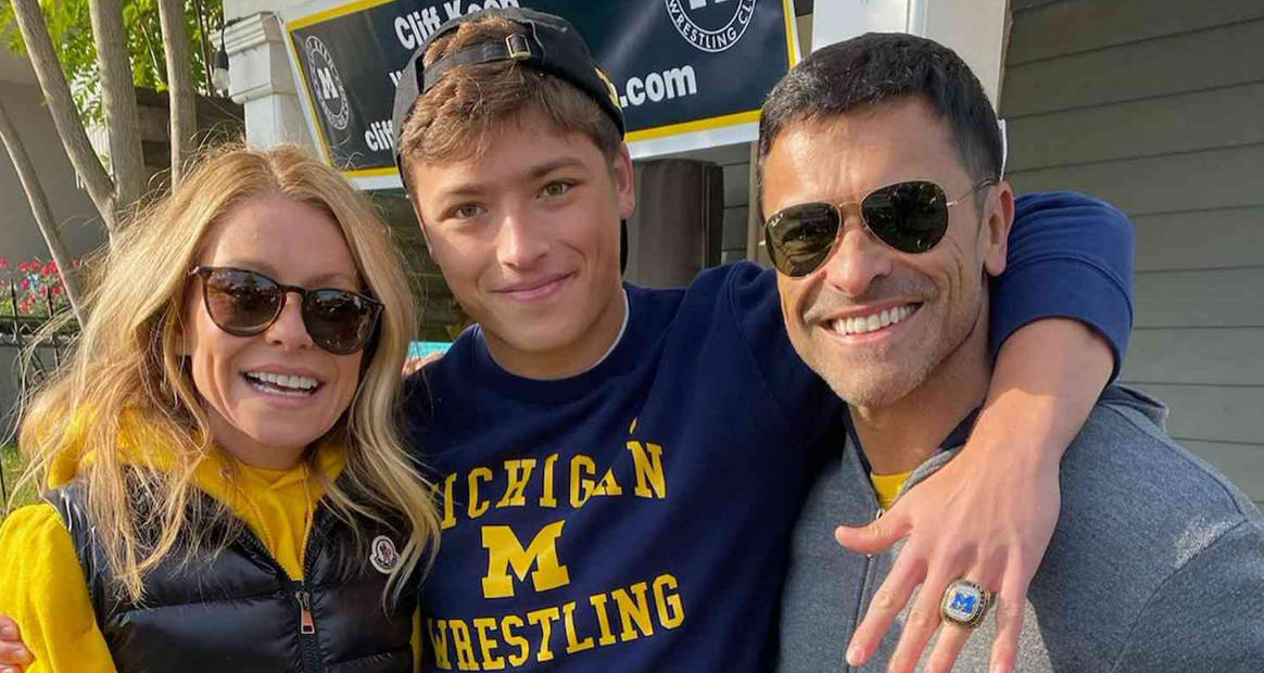 Kelly Ripa and Mark Consuelos with their youngest son