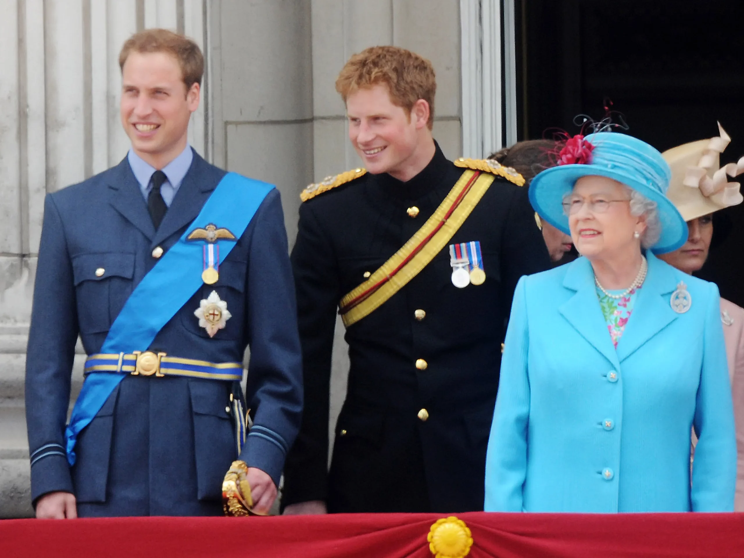 Prince Harry, Prince William and Queen Elizabeth