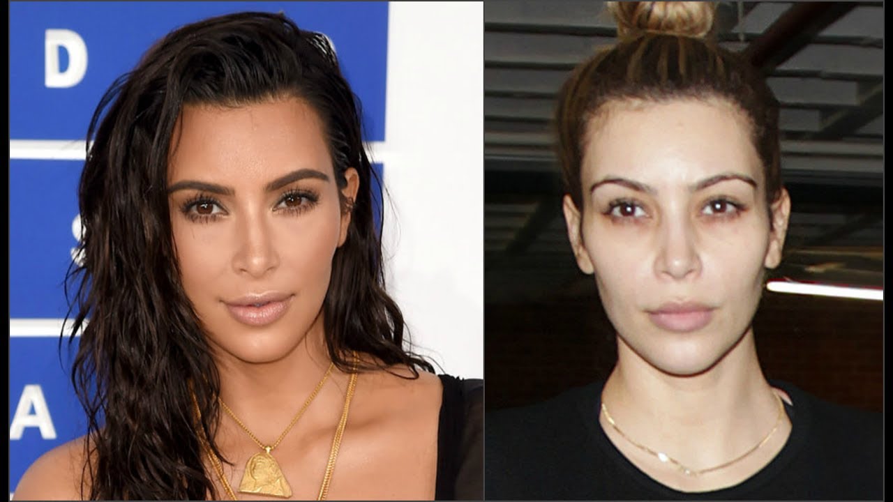 Kim Kardashian with and without makeup