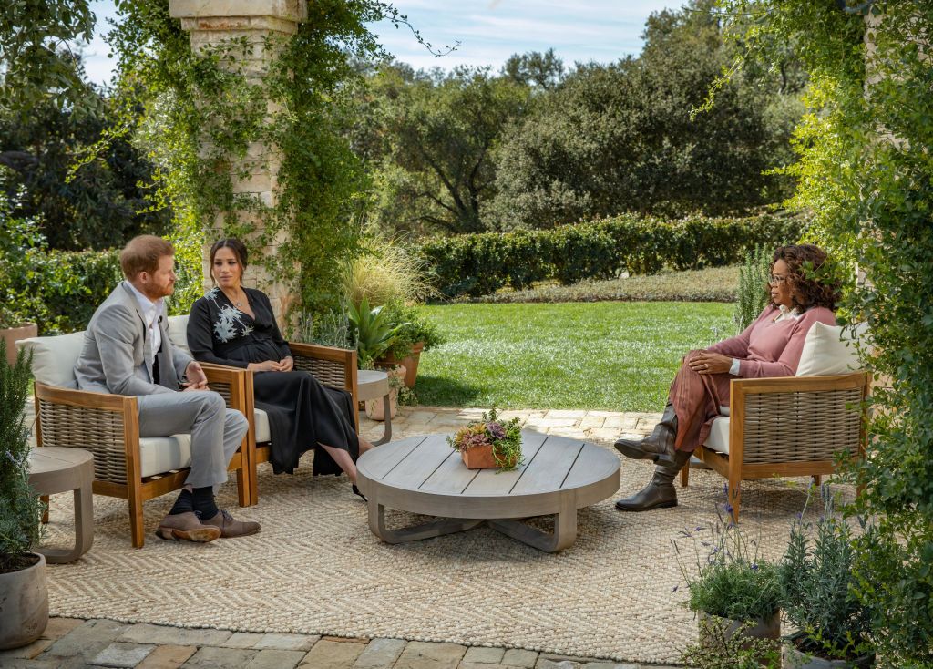 Prince Harry and Meghan Markle with Oprah Winfrey