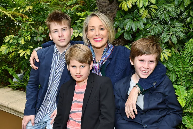 Sharon Stone with her sons